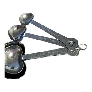 Heart Shaped Measuring Spoons Set of 4, Each With A Sweet Message